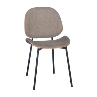 Dinning chair Fylliana 1582 in beige color with metallic legs ,size 46x54,5x81,5cm