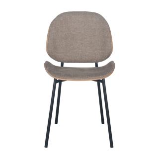 Dinning chair Fylliana 1582 in beige color with metallic legs ,size 46x54,5x81,5cm