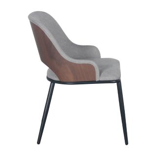 Dinning chair Fylliana 1607 in grey color with metallic legs ,size 48x59x77cm