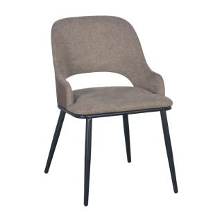 Dinning chair Fylliana 1607 in beige color with metallic legs ,size 48x59x77cm