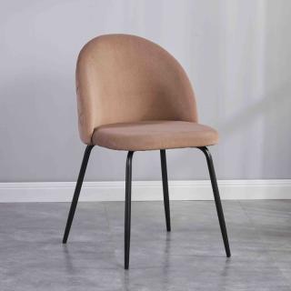 Dinning chair Fylliana with brown grey fabric base and black metal legs, size 51x52,5x82,5cm