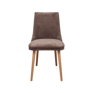 Dining chair Fylliana Sandra with golden sand wooden legs and brown fabric, size 45x50x85cm