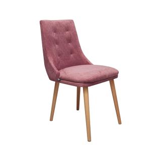 Dining chair Fylliana Sandra Lux with golden sand wooden legs and apple fabric, size 45x50x85cm