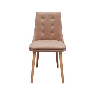 Dining chair Fylliana Sandra Lux with golden sand wooden legs and taupe fabric, size 45x50x85cm