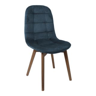 Dinning chair Fylliana T 18 with grey oak legs and dark blue fabric, size 42*45*95