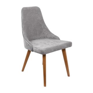 Dinning chair Fylliana T-4 Lux grey fabric and golden oak legs, size 47x44x90cm