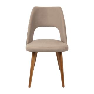 Dinning chair Fylliana Τ-5 LUX beige fabric and golden oak legs, size 49x55x86cm