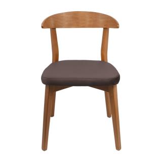 Dinning chair Fylliana T-9 Lux brown fabric and golden oak legs, size 49x54x78cm