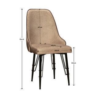 Dinner chair Zoe in beige color ,size 48x50x94cm