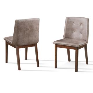 Dining chair Fylliana Jasper with wallnut wood legs and beige fabric, size 46*48*88