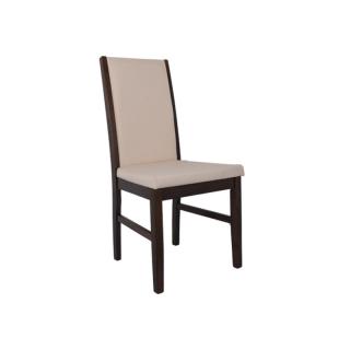 Dining chair Fylliana Verni with wallnut wood legs and beige fabric, size 50*45*97cm