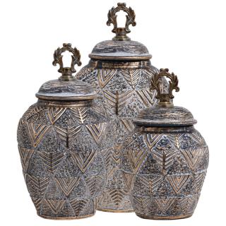 Ceramic jar Fylliana in grey-gold color 20*15*40cm