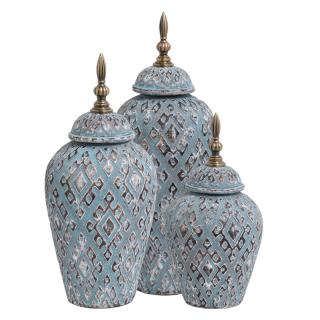 Ceramic jar Fylliana in blue color 17*17*45cm