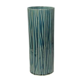 Ceramic decorative vase Fylliana in green color, size 13,5x9,5x35,5cm