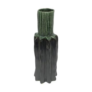 Ceramic decorative vase Fylliana in grey green color, size 13x38cm