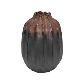 Ceramic decorative vase Fylliana in grey brown color, size 18x38cm