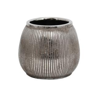 Ceramic vase Fylliana in silver color, size 15cm