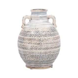 Ceramic vase Fylliana Cross in beige-brown color, size 15x15x19cm