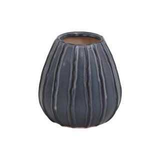 Ceramic vase Fylliana with stripes in blue color 13.5*14cm