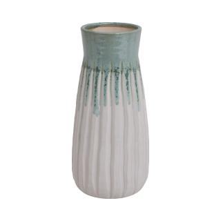 Ceramic vase Fylliana with stripes in white-green color 13.5*26cm