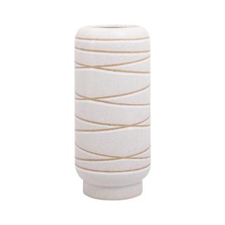 Ceramic vase Fylliana Stripe in white color, size 14,5x32cm