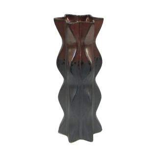 Ceramic decorative candle holder Fylliana in grey brown color, size 13x12x33cm