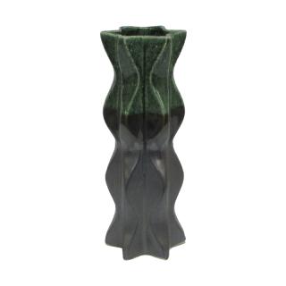 Ceramic decorative candle holder Fylliana in grey green color, size 13x12x33cm