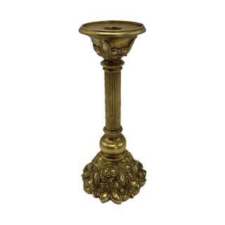 Polyresin candle holder Fylliana in gold color ,size 11x11x26cm