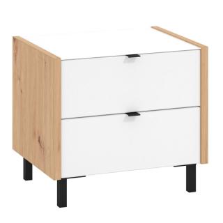 Bedside table FRIULI 4F in artisan and white color ,size 55x40x49cm