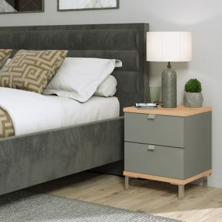 Bedside table Marbella NO2F in grey-artisan oak-grey mat color ,size 43.5*40*51cm