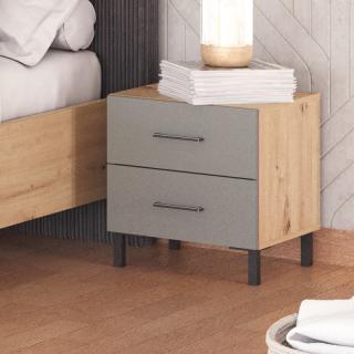 Bedside Nubia NO2F in artisan oak and grey color ,size 45x41,5x48,5cm