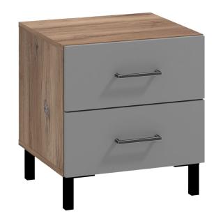 Bedside Nubia NO2F in flagstaff oak and grey color ,size 45x41,5x48,5cm