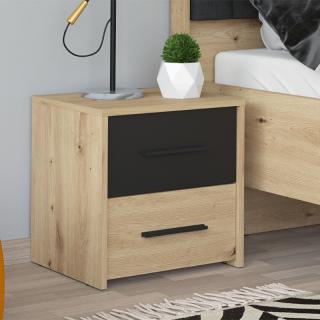 Bedside table Varadero NO2F in artisan oak and black color ,size 42x33x42cm