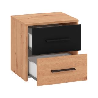 Bedside table Varadero NO2F in artisan oak and black color ,size 42x33x42cm