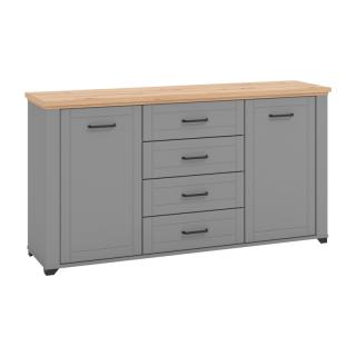 Cabinet Valencia M in grey-artisan oak color-grey mat foil ,size 161*41*85,5cm