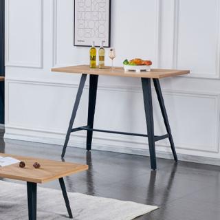 Coffee table Fylliana with wood immitation top and metallic base, size 120x40x75cm