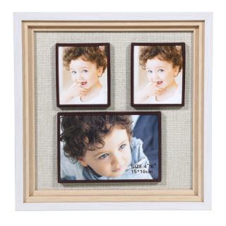 Photo frame Fylliana with three seats in cream color, size 25*25cm