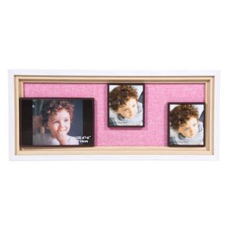 Photo frame Fylliana with three seats in pink color, size 15*40cm