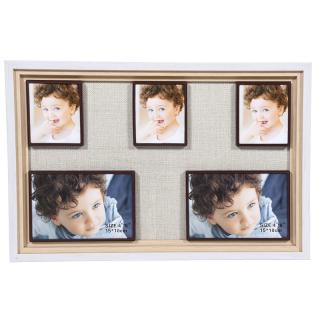 Photo frame Fylliana with five seats in cream color, size 25*40cm
