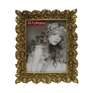 Photo frame Fylliana Flower 15x20 in gold color ,size 22x2x26,5cm
