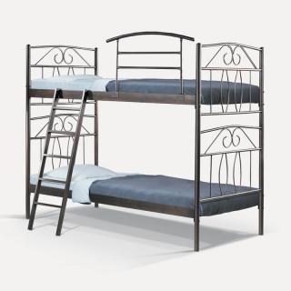 Metallic bunk bed Fylliana Arthur in brown color, size 210*100*181.5cm