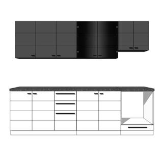 Kitchen set Fylliana Djana White / Black / Black matt foil / Concrete OB BLF CMF TPS 200*51/31*200