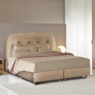 Upholstered double bed Amsterdam in beige color, size 160*200