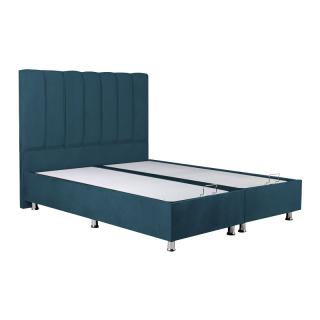 Double upholstered bed Elina with storage space in raf blue color, size 208*162*130