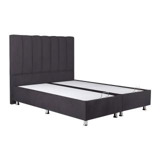 Double upholstered bed Elina with storage space in grey color, size 208*162*130