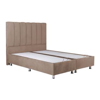 Double upholstered bed Elina with storage space in beige color, size 208*162*130