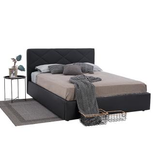 Double upholstered bed Fylliana Evelyn with storage space in black PU, size 174*217*105cm