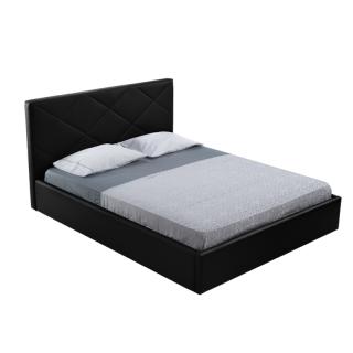 Double upholstered bed Fylliana Evelyn in black PU, size 174*217*105cm