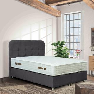 Double upholstered bed Fylliana Natalie with storage space in grey color, size 212*162*120cm