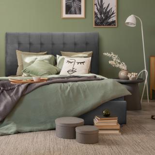 Bed Cagliari in grey color, size 99x214x115cm (90x200)